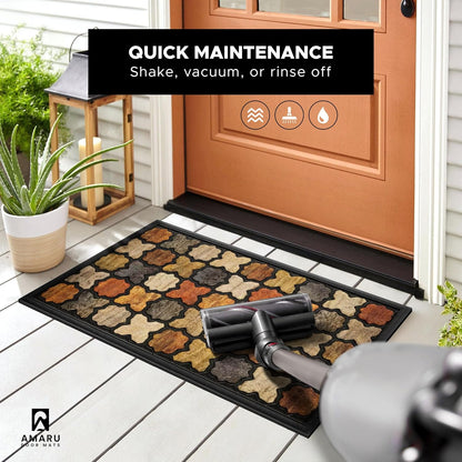 Extra Durable, Superior Absorption, Front Door Mat for Outdoor & Indoor - Welcome Mat for Entryway, Entrance, Patio, Porch - Waterproof, Non-Slip Backing, Coarse Fibers (Scales,17x29)
