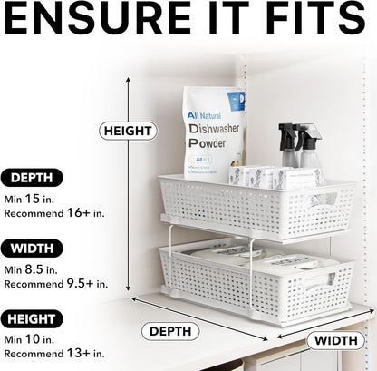 Simple Houseware 2 Tier Bathroom Organizer Tray Pull-Out Sliding Drawer/Under-Sink Storage, Clear