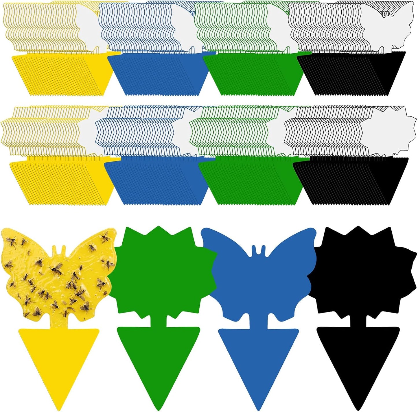 400 Pack Fruit Fly Traps Fungus Gnat Sticky Traps Colorful Plant Fly Stickers for Indoor Outdoor Kitchen Garden Houseplant Protect the Plant, Butterfly and Flower Style