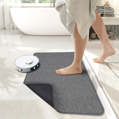 Bath Mat,Ultra Thin Bathroom Rugs,Rubber Bath Mats for Bathroom,No Slip Bath Rugs,Quick Dry,Machine Washable,Low Pile,Absorbent,Shower Outside,Sink,Home Decor Accessories.Grey,1'5"x2'3"(17x27Inch)