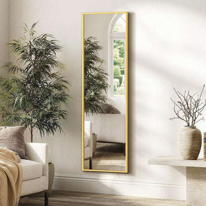 FICTOR Full Length Mirror with Stand, Floor Standing Mirror Full Body, HD Shatterproof Black Frame Wall Mirror for Bedroom, Living Room, Dressing Room & Entryway, 56"x15"