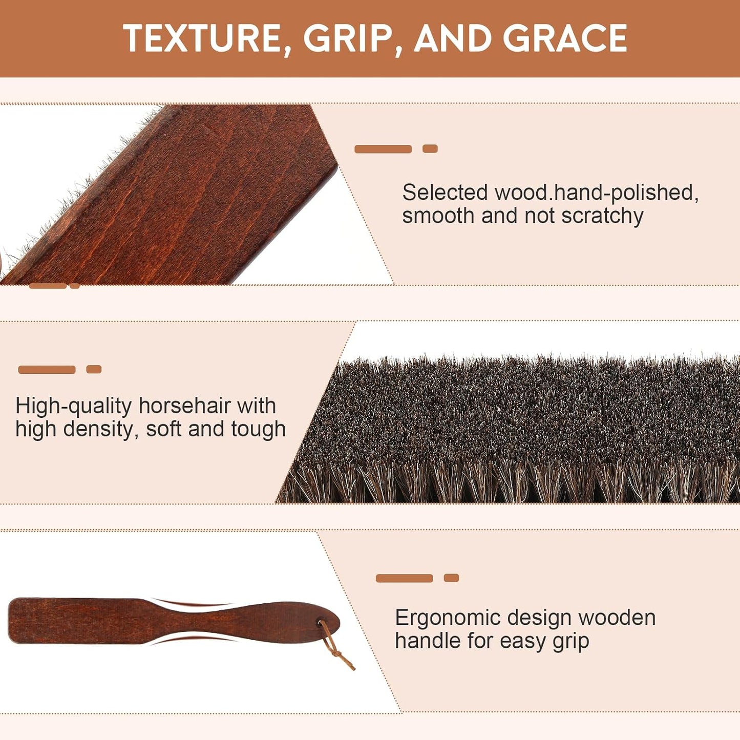 100% Horse Hair Clothes Brush for Wool Coats Cashmere Suits No Shedding Soft Bristle Garment Brush for Lint Removal Premium Beechwood Handle Hat Brush for Cowboy Hats Felt Fedora Cleaning Tailor Grade