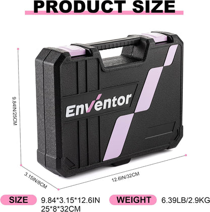 Enventor Pink Tool Kit Set for Women, 146PCS General Household Hand Tool Kit with Storage Toolbox, Ladies Small Basic Tool Kits for Home Maintenance, DIY Projects