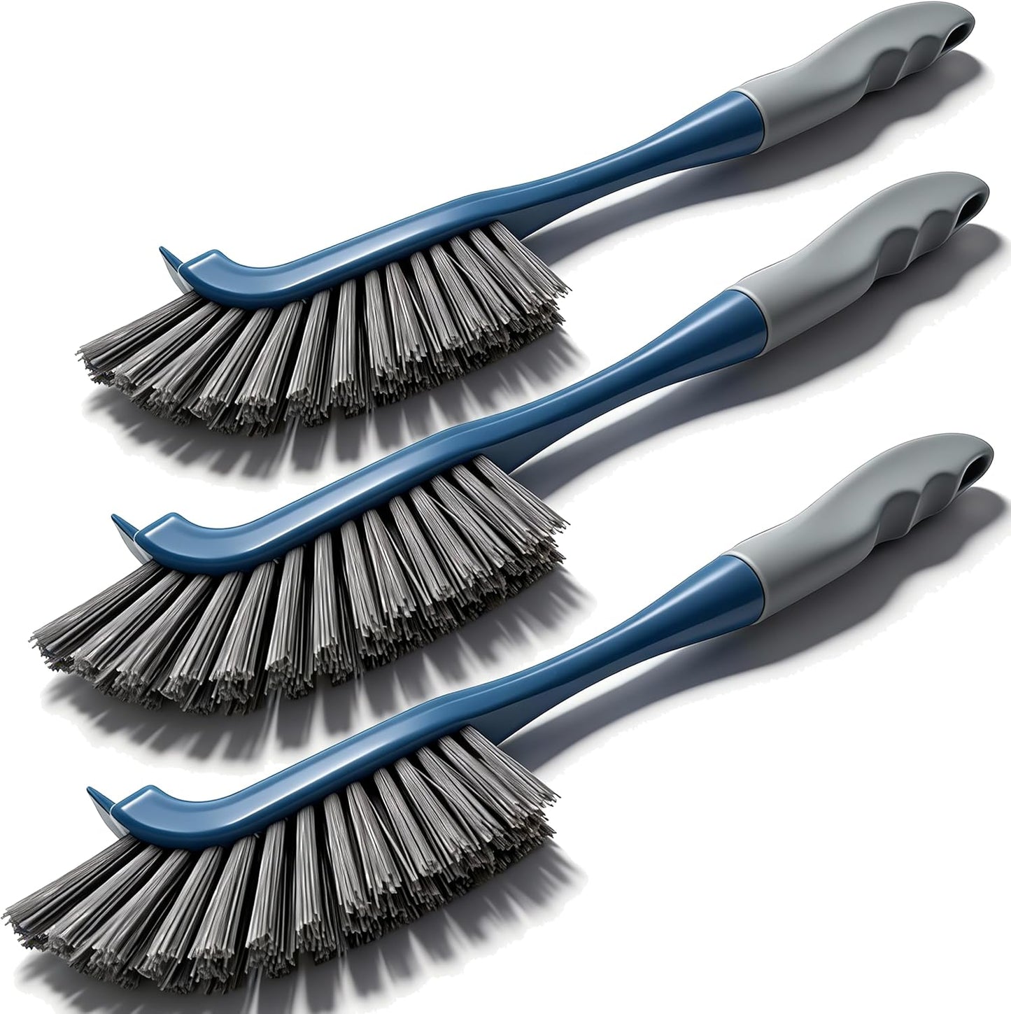 3 Pack Hard Bristle Scrub Brush Set, Cleaning Brush Designed for Cleaning Shower, Bathroom Faucets, Tile Grout, Sink Edges, Around Toilets, and Hard to Reach Corners and Crevices