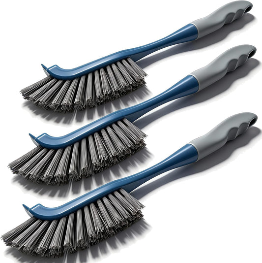 3 Pack Hard Bristle Scrub Brush Set, Cleaning Brush Designed for Cleaning Shower, Bathroom Faucets, Tile Grout, Sink Edges, Around Toilets, and Hard to Reach Corners and Crevices