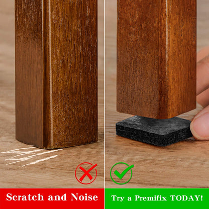 Square Felt Pads for Chair Legs, Square Felt Furniture Pads 1 inch 48 Pieces Pack Brown, Furniture Pads for Hardwood Floor 5mm Thick