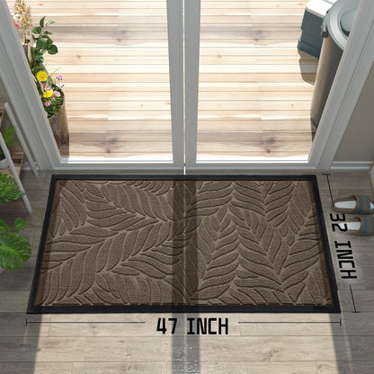 Yimobra Front Door Mat Outdoor Indoor, 29.5x17 All-Season Waterproof Door Mat Outside Entrance, All-Weather Non-Slip Outside Doormat for Garage Patio Entryway, Brown