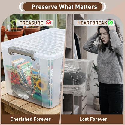 Citylife 57 QT Plastic Storage Bins with Double-Opening Lids, Storage Containers for Organizing, Large Clear Storage Box for Closet, Blankets, 2 Packs