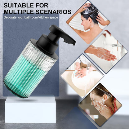 Automatic Soap Dispenser Foaming Touchless: 9oz Black Plastic - Rechargeable Electric Smart Auto Foam Soap Dispenser - Hand Dish Bathroom Kitchen