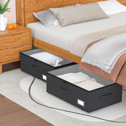 EE-RoomWorld Under Bed Storage with Wheels, No Assemble Required 5.5 inches height grey under bed storage bins,Low Profile Rolling Underbed Shoe Storage containers，dorm underbed storage drawers