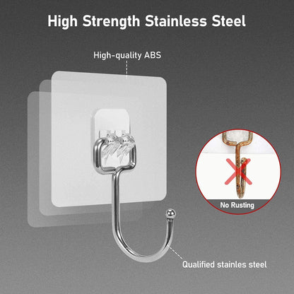Heavy Duty Adhesive Hooks 33 lb(Max) 15KG,Waterproof and Oilproof Reusable Seamless Hooks Heavy Duty Wall Hook for Kitchen Bathroom Office 24 Pack