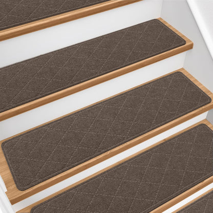 Stair Treads for Wooden Steps 15 PCS - 8’’ x 30’’, Non Slip Stair Runner, Machine Washable Stair Rugs Strips for Kids Pets and Elderly, Indoor Carpet for Stairs (Grey)