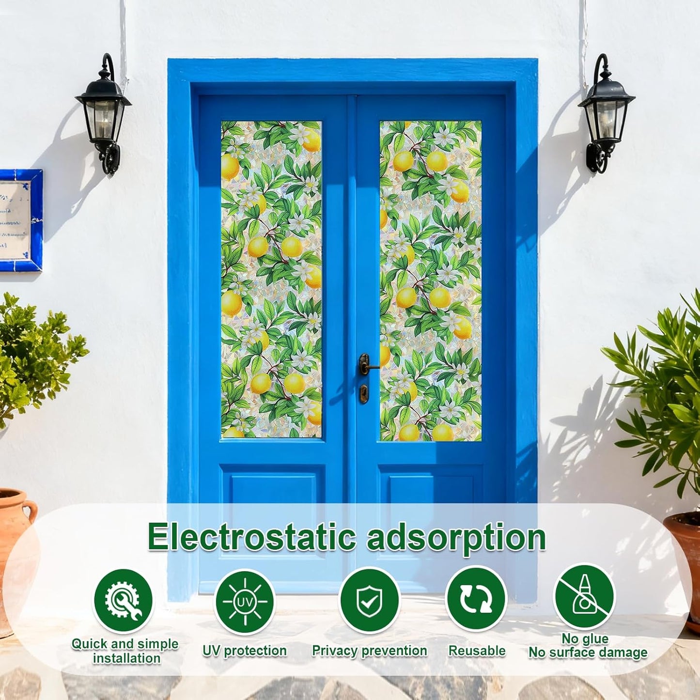 SOMWISE Frosted Glass Window Film, Heat Insulation, UV Block, Anti-Glare, One Way Privacy Tint, Static Cling for Home Bathroom Door, Renter Friendly, Day & Night Privacy
