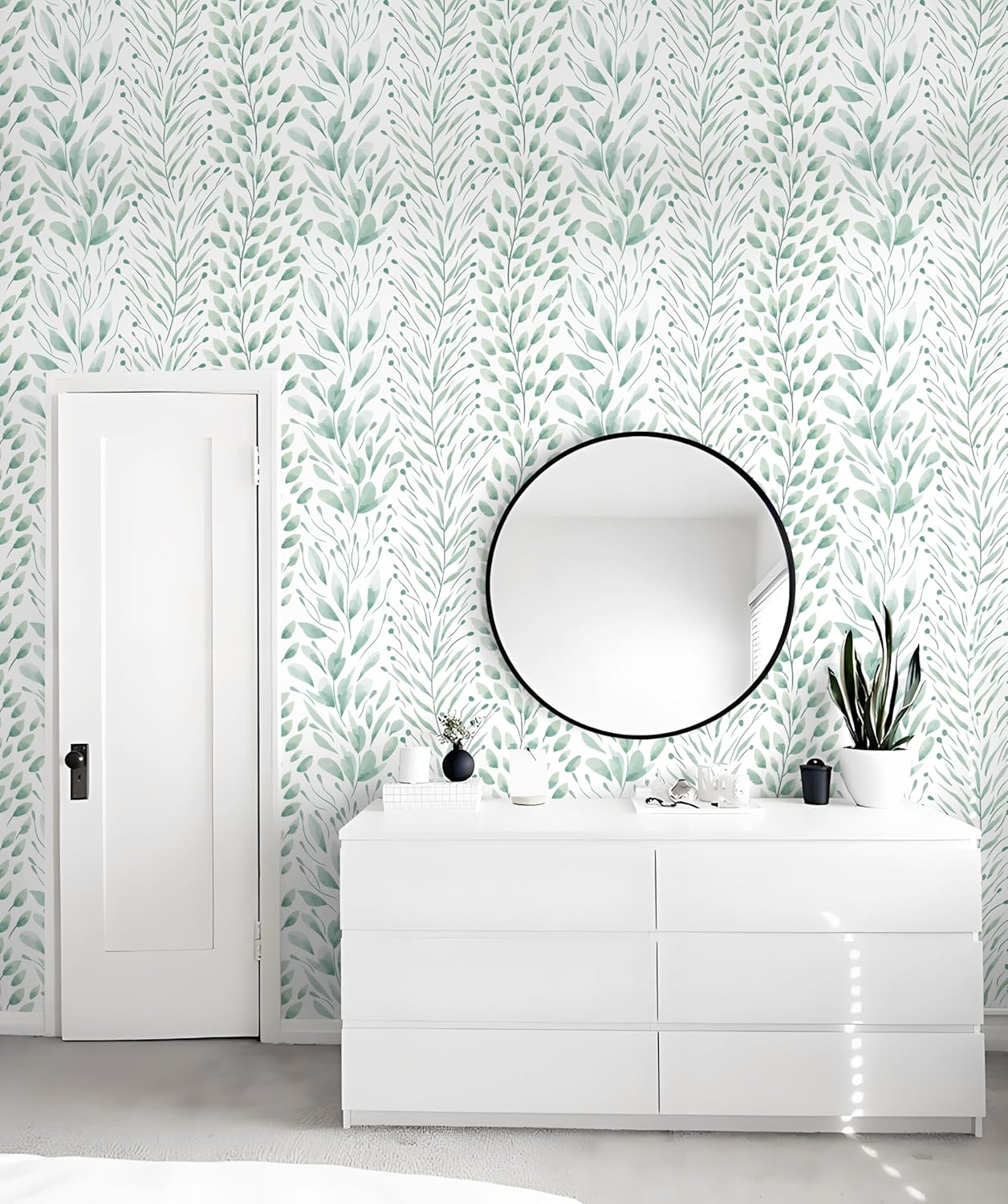 Safiyya Peel and Stick Wallpaper Boho Modern Beige Leaf Contact Paper Peel and Stick Wall Paper Self Adhesive Removable Wallpaper for Bedroom Bathroom Vinyl Roll 78.7"x17.3"