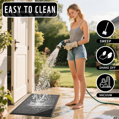 Yimobra Doormat Outdoor Entrance 29.5x17, All-Weather Waterproof Outdoor Mats for Front Door, Non Slip Welcome Door Mat for Patio Proch Outside Entryway Indoor, Black