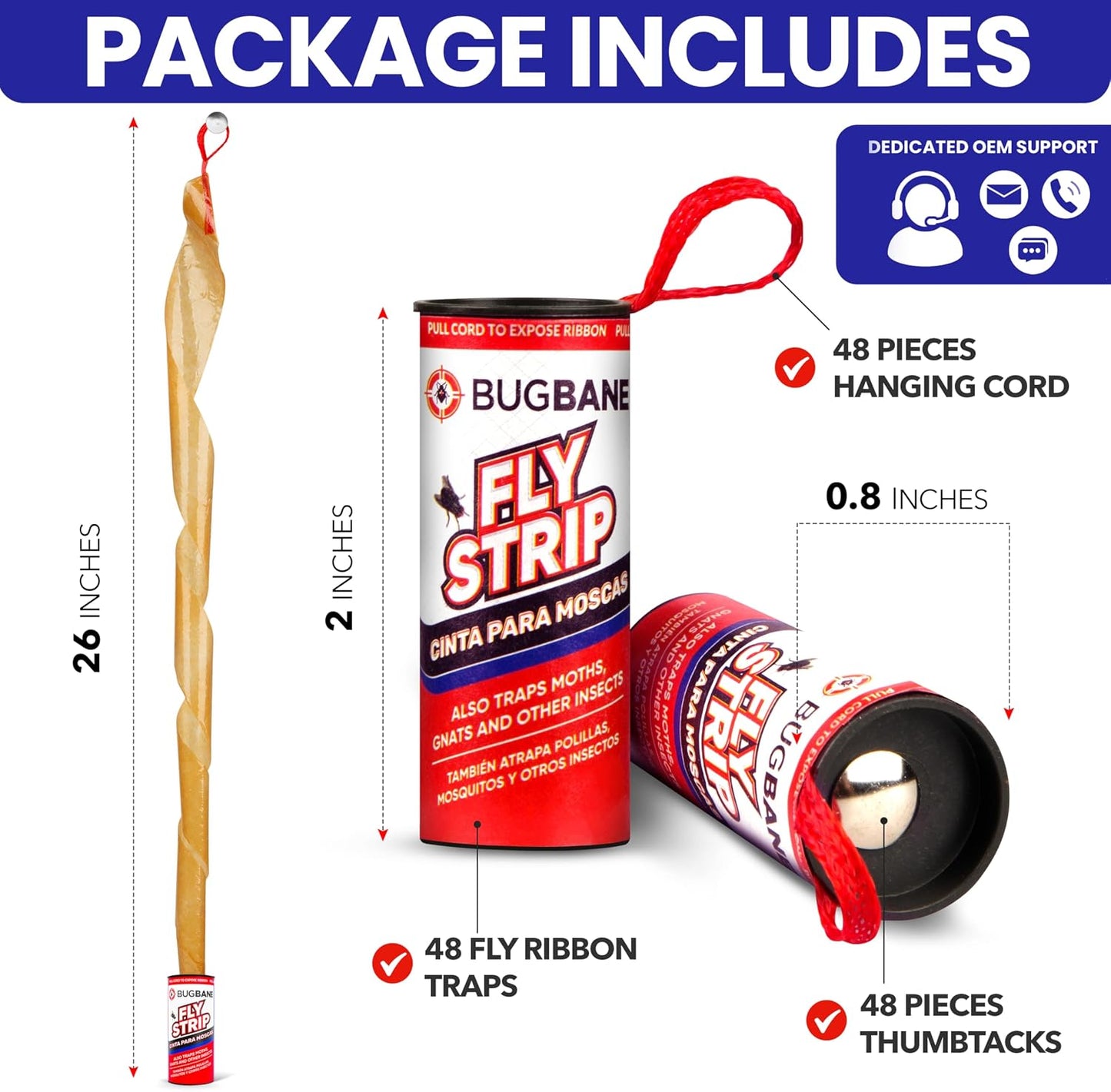 Fly Strips Indoor Sticky Hanging 10pk with Pins. Non Toxic Outdoor Fly Trap Indoor for Home. Flies Tape Paper Trap Ribbon Roll for House Gnat Fruit and Housefly. Bug Catchers for Inside Home Flypaper.