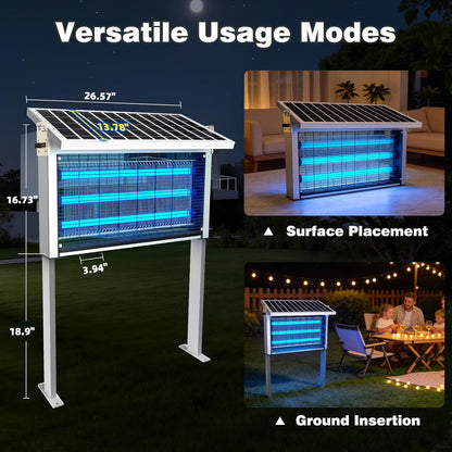 Powerful Large Solar Bug Zapper for 3000 sq.ft with 13FT Extension Cord | Rechargeable Outdoor Mosqutio Killer with 13W Solar Panel, Waterproof Solar Bug Zapper for Patio Garden Backyard RV Camping
