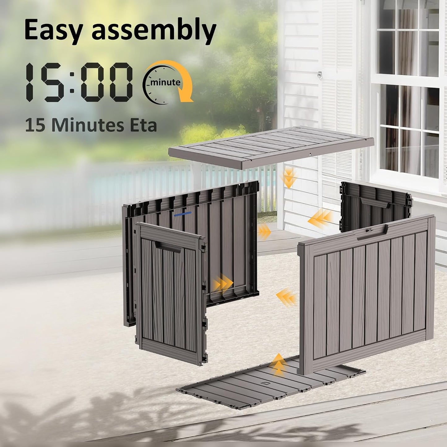 Package Delivery Box, Lockable Resin Outdoor Package, Waterproof Deck Box for Porches, Patios, Indoor & Outdoor Use (70 Gallon, Grey)