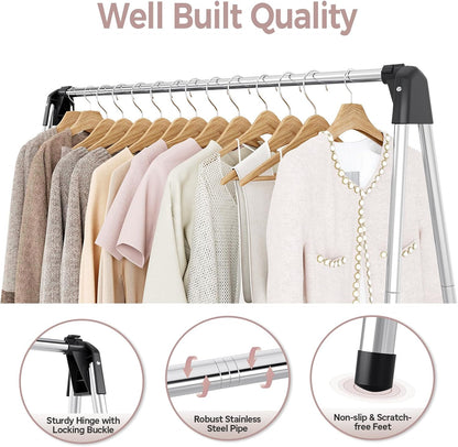 TOOLF 55 Inch Stainless Steel Collapsible Clothes Drying Rack | Drying Rack Clothing, Non Slip Foot Pads, Indoor Outdoor Use, Garments, Sweaters, Towels, Delicate Laundry Daily Wear