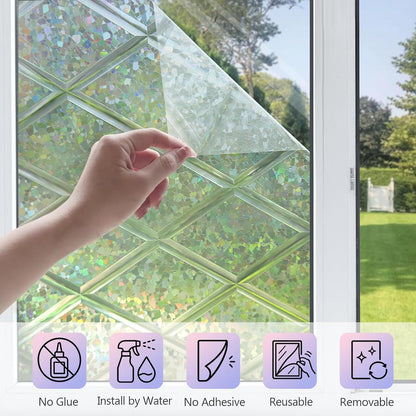 KESPEN Window Privacy Film Frosted Glass Heat Control UV Blocking Privacy Window Film for Glass Windows Static Cling Non-Adhesive Door Coverings Decals for Bathroom Home Office,17.5 Inch X 6.5 Feet