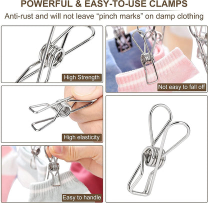 Foldable Clothes Drying Hanger Stainless Steel Underwear Drying Rack with 20 Clips, Laundry Sock Hangers for Hanging Bra, Lingerie, Hat, Scarf, Gloves, Diapers, Towels, Baby Clothes