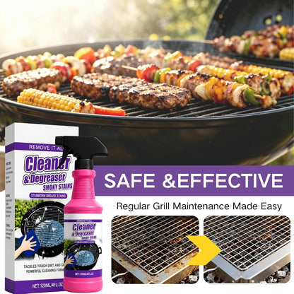Cleaner&Degrcaser Smoky Stains,Fast-Acting Grill Cleaner Spray,120ml Fast Acting Grill Degreaser Spray for Outdoor Grills,Heavy Duty BBQ Degreaser for Burnt Food & Stubborn Grease. (1)