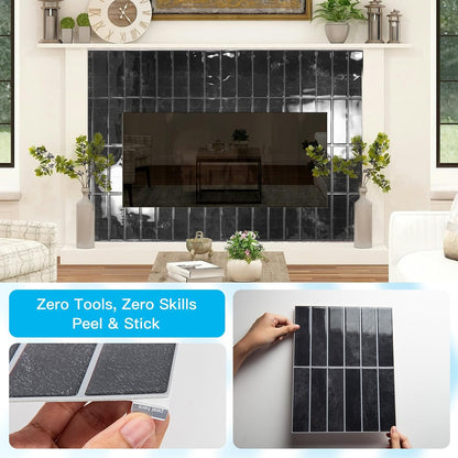 Art3d 11.4 x 9 Inch Heavy-Duty Peel and Stick Backsplash for Home Décor, 10-Pack PVC Wall Tiles for Kitchen Countertop, Green