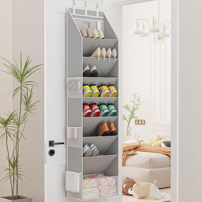 Criusia Shoe Organizer, Over the Door Shoe Organizer, Hanging Closet Shoe Storage with Large Deep Pockets, Fits 16–24 Pairs of Sneakers, Sandals, Boots, Gray
