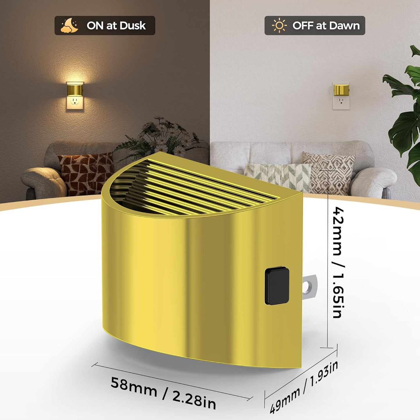 DORESshop LED Night Light[2 Pack], Night Lights Plug into Wall, 3 Level Brightness Adjustable Plug in Night Light, Dusk to Dawn Sensor, Nightlights for Adults, Bedroom, Bathroom, Hallway, 3000K