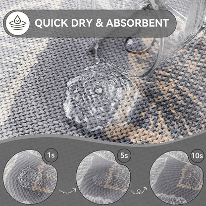 YDKGL Ultra Thin Bathroom Rugs Mat Quick Dry Absorbent Non Slip Bath Mat Bath Mats for Bathtub Mat Bathroom Carpet Fit Under Door Washable Floor Rubber Half Round Bath Rugs Grey 16x24