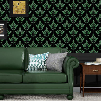 BOKEBEVE Leaves Contact Paper Floral Wallpaper Stick and Peel Boho Damask Wall Paper for Liner Drawer Cabinet Backsplash Renter Friendly Waterproof 17.5 x 118In