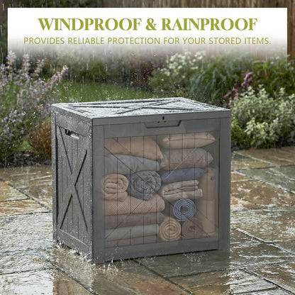 Waterproof Outdoor Storage Box Outside Deck Box Lockable Resin Bench UV Resistant Furniture Cushion Pool Tool Float Bin Patio Garden Porch (Black, 120 Gallon)