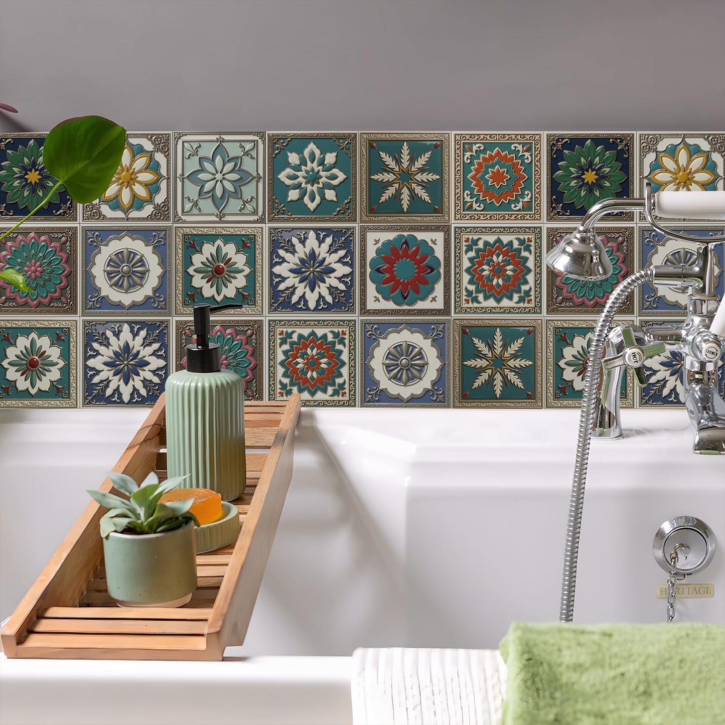 Peel and Stick Backsplash Tile Sticker for Kitchen and Bathroom Walls - 24 Removable 5.9"x5.9" Tiles, Waterproof