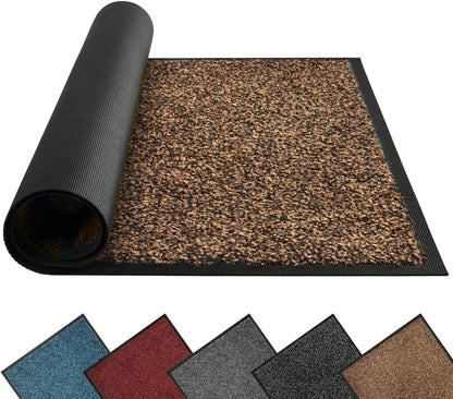 Mibao Front Door Mat, Dirt Trapper Welcome Mat for Outdoor Indoor, Non-Slip Waterproof Doormat, Durable Machine Washable Low Profile Entry Rug for Back Door Outside Patio Porch, 29.5" x 17", Grey