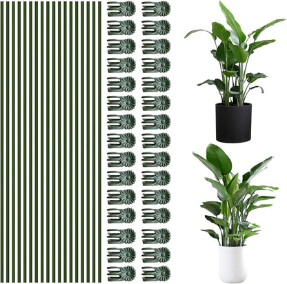 10pcs Green Plant Support Stakes with 15pcs Clips, Bendable Stakes for Tall Plants, Indoor & Outdoor Use