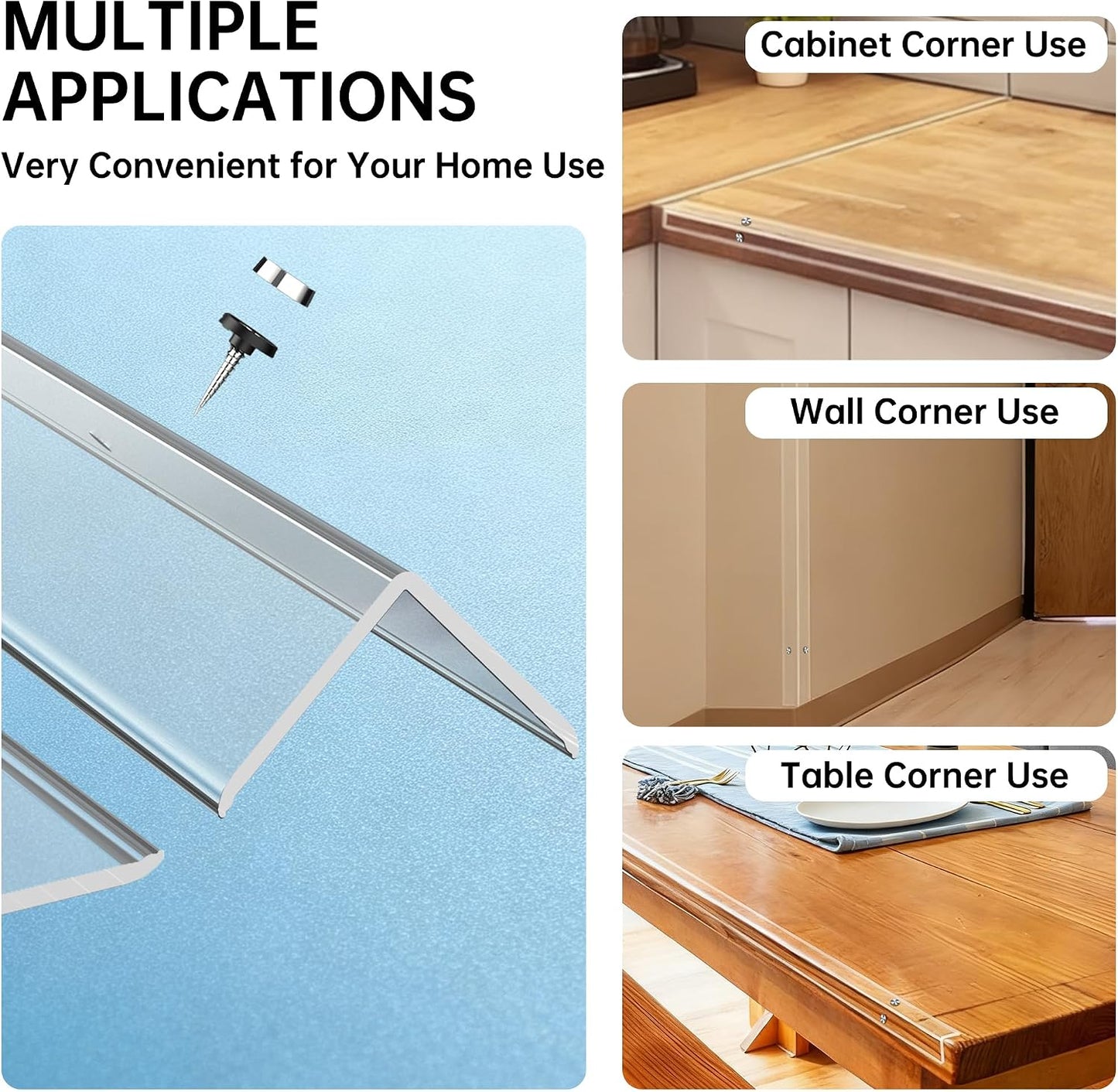 CHIDU Corner Guard, Pre-Drilled Clear Wall Corner Protector with Screws, L-Shaped Thickened Edge Protection for Sharp Wall, Door Frame, Table, Countertop - 4 PCS x 39.3" L x 1.97" W