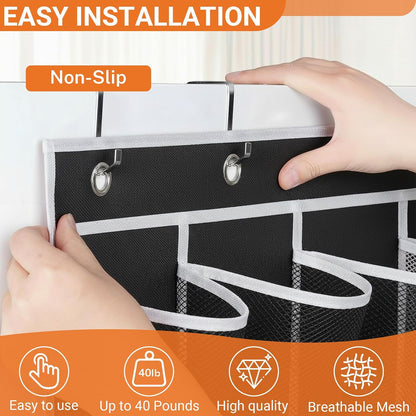 40 Large Mesh Pocket Over the Door Shoe Organizer,Hanging Shoe Rack for Door,Hualleko Shoes Organizer Hanger with Large Capacity, Shoes Storage Holder Sturdy Non-woven Fabric - Stores 20 Pairs (White)