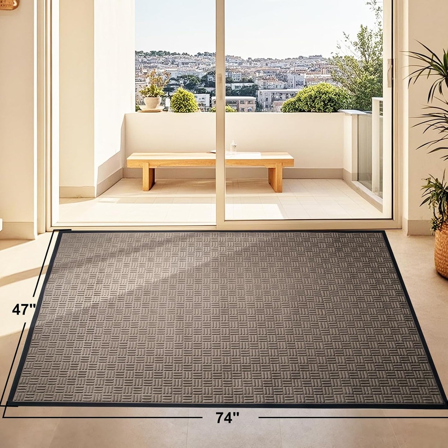 Mibao Front Door Mat, Heavy Duty Durable Welcome Mat for Outdoor Indoor, Dirt Trapper Waterproof Super Absorbent Door Mat for Entryway Outside Patio Porch, 29.5" x 17", Grey