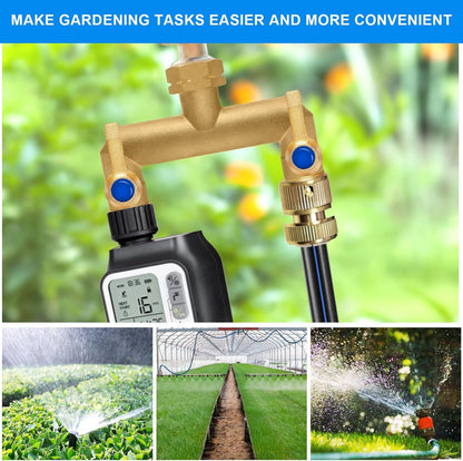 Brass Garden Hose Splitter, Hose y Splitter with Shutoff, Hose Splitter 2 Way Heavy Duty, Brass Y-Valve Water Garden Hose Adapter 2-Way Y-Valve 3/4" GHT Threads