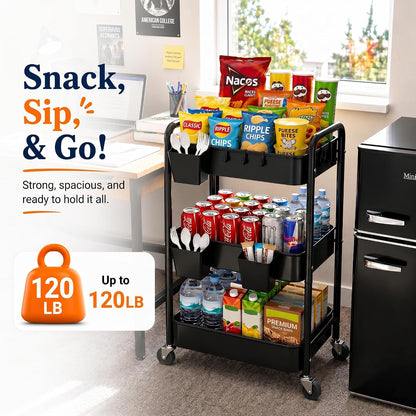 2 Tier Small Rolling Cart Metal with Wheels, White Under Desk Storage Cart on Wheels, Short Utility Roller Caddy Carts Organizer for Art,Craft,Pantry,Bathroom, Two Tiered Shelf Trolley,22 Inches Tall