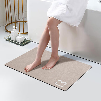 Diatomaceous Earth Bath Mat Rugs Super Absorbent Diatomite Stone Bath Mat Non Slip Quick Dry Thin Bathroom Mat Fit Under Door, Floor Rugs in Front of Bathtub, Shower Room, Sink,15.7"x23.6", Grey