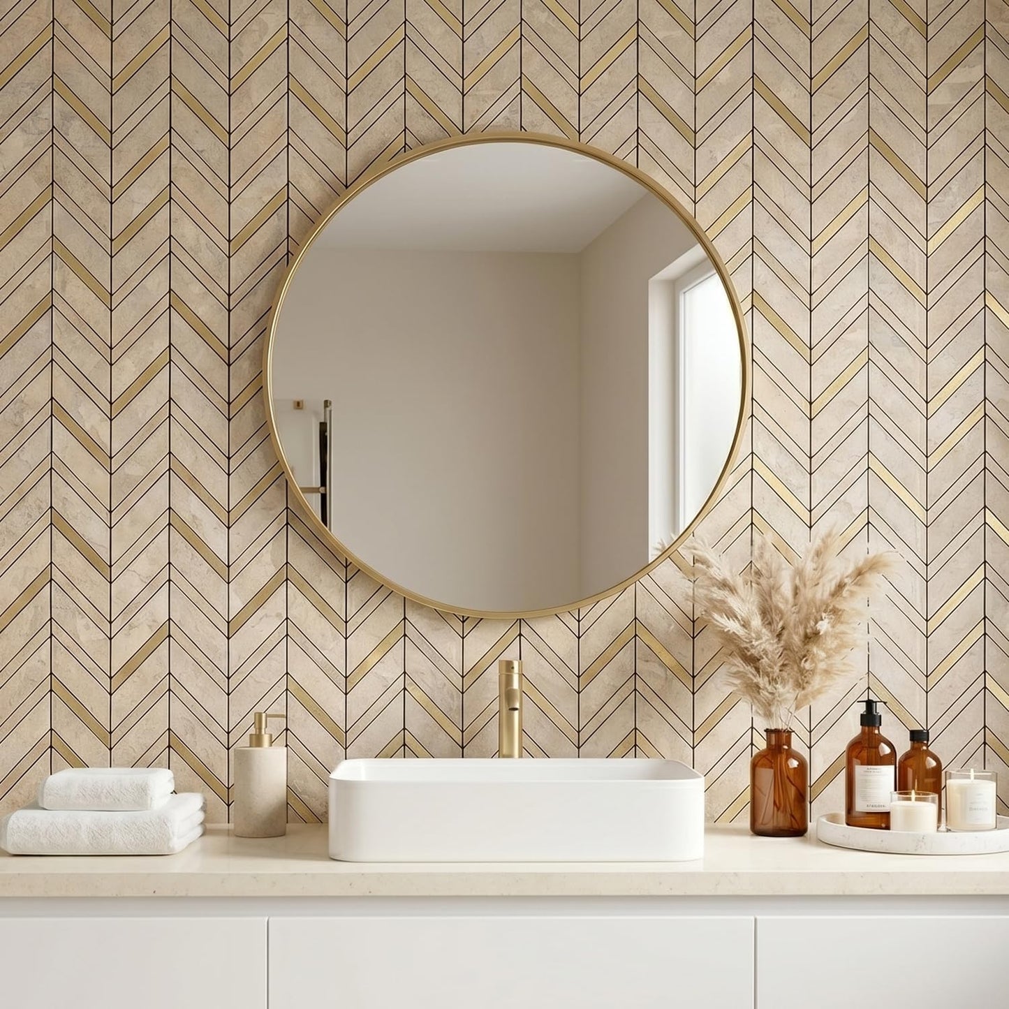 Yipscazo 10-Sheet Herringbone Backsplash Peel and Stick Tile, Polished White PVC Stick on Backsplash for Kitchen, Waterproof Self Adhesive Wall Tile for Bathroom