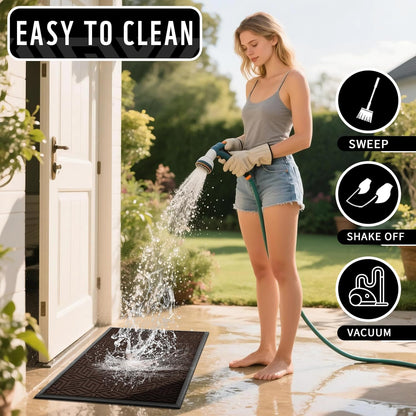 Yimobra Doormat Outdoor Entrance 29.5x17, All-Weather Waterproof Outdoor Mats for Front Door, Non Slip Welcome Door Mat for Patio Proch Outside Entryway Indoor, Black