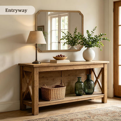 WallBeyond Full Length Mirror Wall Mounted 65"x22", Rustic Wooden Frame Floor Mirror, Large Full Body Mirror for Bedroom, Leaning or Hanging Against Wall, Natural