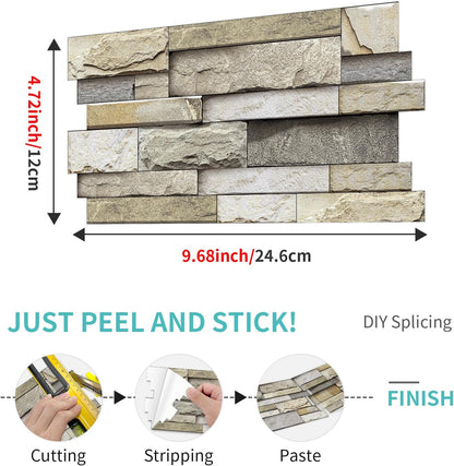 36 Sheets of Self Adhesive Marble Tile Wall Tiles Vinyl Sticker | 9.68 x 4.72in Water Resistant, Easy to Stick and Peel off, Suitable for DIY Decoration on Ceilings and Walls (Black)