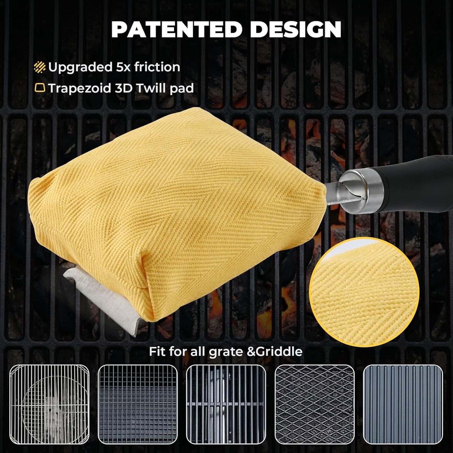 Grill Brush Bristle Free for Outdoor Grill, Steam BBQ Grill Cleaner Brush with Scraper, 1 Replaceable Cleaning Head, Grilling Accessories for Cast Iron, Stainless-Steel Grates, Porcelain