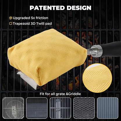 Grill Brush Bristle Free for Outdoor Grill, Steam BBQ Grill Cleaner Brush with Scraper, 1 Replaceable Cleaning Head, Grilling Accessories for Cast Iron, Stainless-Steel Grates, Porcelain