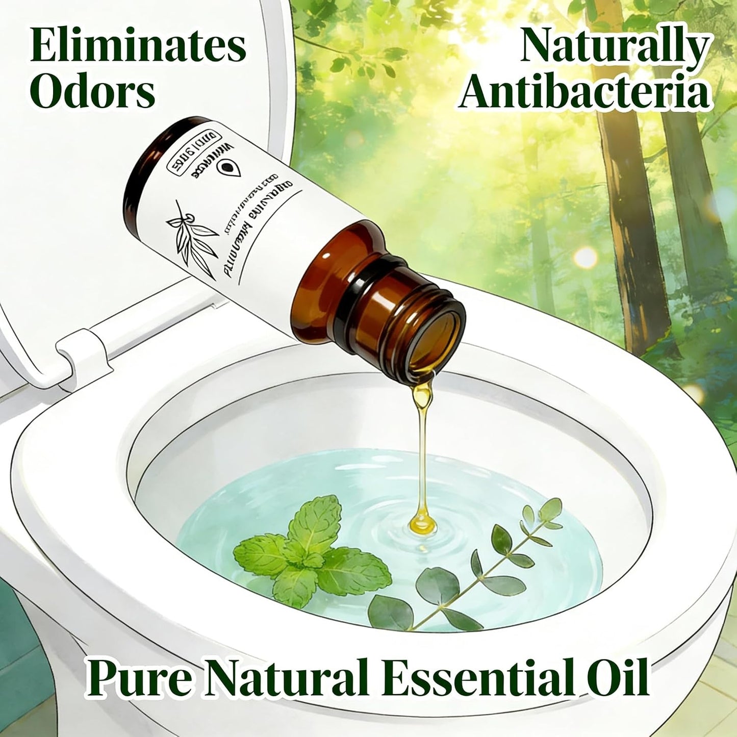 Deodorizing Essential Oil Blend,Essential Oil Toilet Spray Drops Bathroom Odor Eliminator Spray Alternative Toilet Deodorizer Trash Can Deodorizer Before You Go Plant-Based 6-Pack (10 ml Each)
