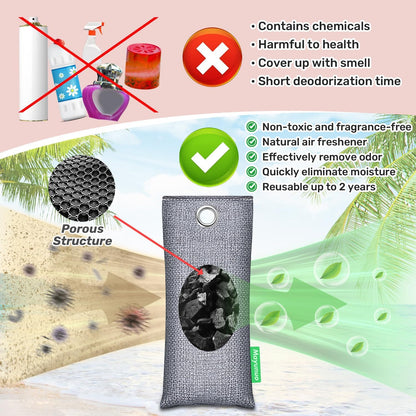 Activated Charcoal Odor Absorber, Natural Shoe Deodorizer Insert, Sneaker Odor Eliminator and Moisture Absorbers. 6 Pack Bamboo Charcoal Air Purifying Bags Shoe Smell Remover