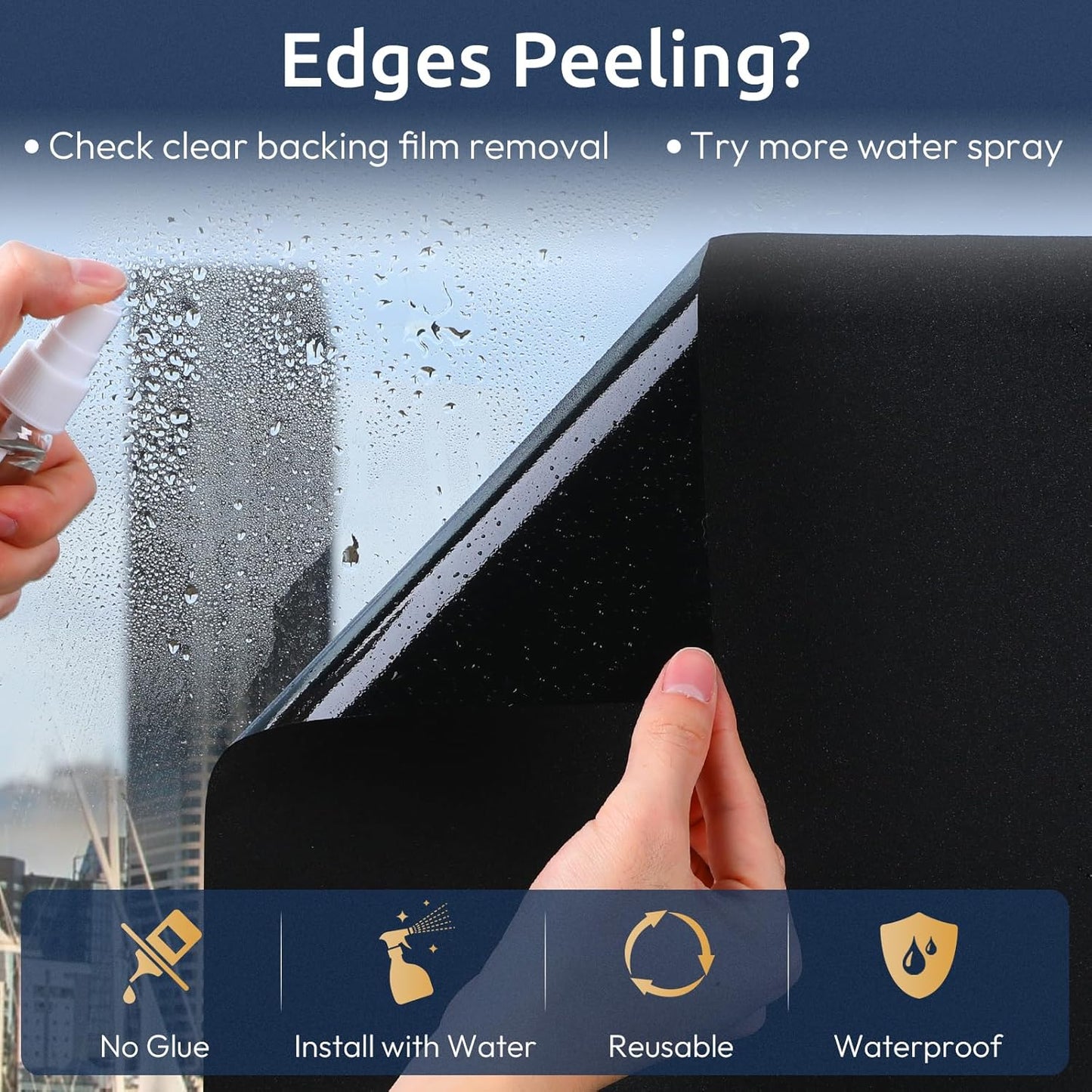 rabbitgoo Window Privacy Film for Glass Windows with Kit Decorative Clings UV Blocking Heat Control Static Cling Removable Bathroom Bedroom Door Home Coverings Pure, 17.5 X 78.7 inches